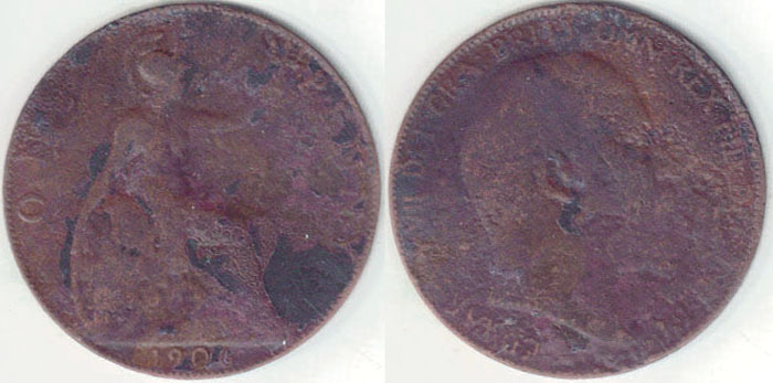 1906 Great Britain Penny (Thin Blank) A000079 - Click Image to Close